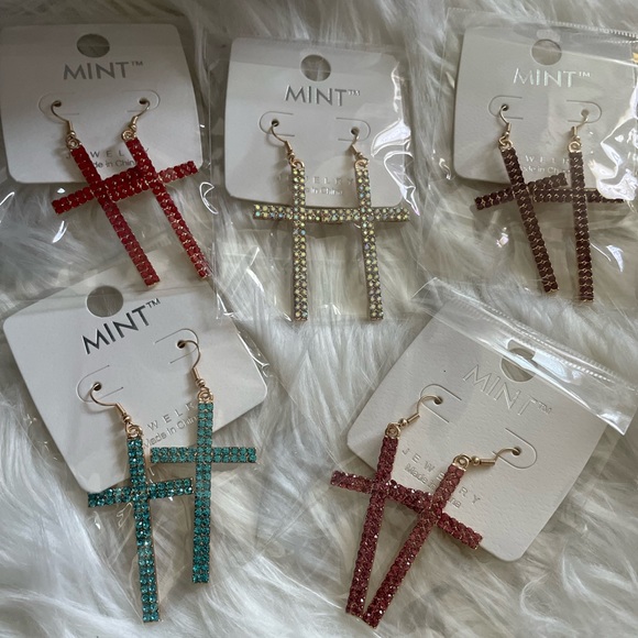 Cross Bling Earrings choose from 5 colors - Picture 2 of 2